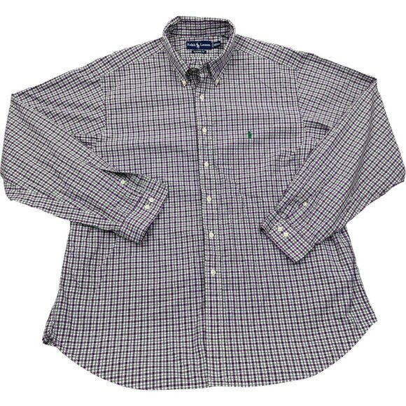 Polo Ralph Lauren Purple Plaid Button Long Sleeve 2XL Cotton Shirt Men's XXL - Picture 2 of 9